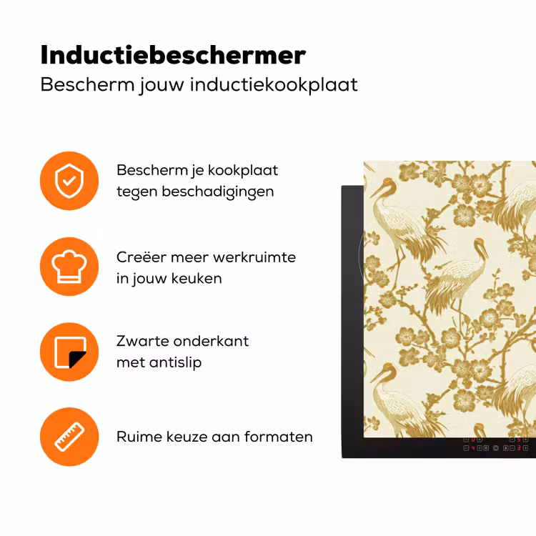 Kraanvogels - Kersenbloesem - Goud Inductie beschermer vinyl 3mm klein 276 -zzzzzzz-td-ups