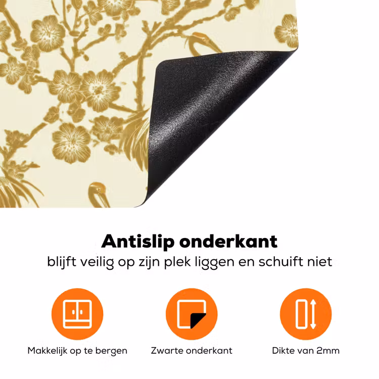 Kraanvogels - Kersenbloesem - Goud Inductie beschermer vinyl 3mm klein 276 -zzzzzzz-td-onderkant