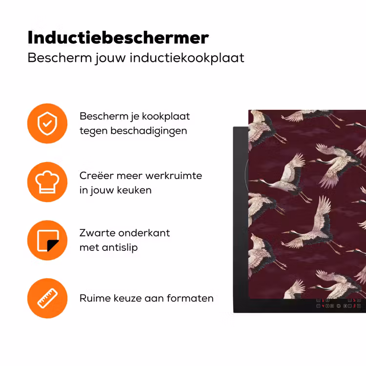 Kraanvogels - Klassiek - Bordeaux Inductie beschermer vinyl 3mm klein 276 -zzzzzzz-td-ups
