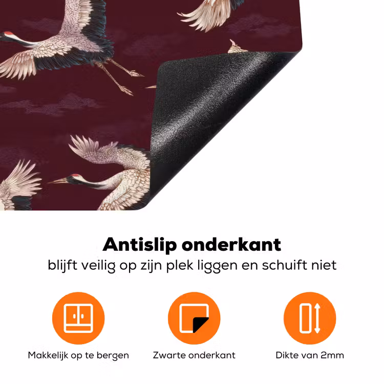 Kraanvogels - Klassiek - Bordeaux Inductie beschermer vinyl 3mm klein 276 -zzzzzzz-td-onderkant