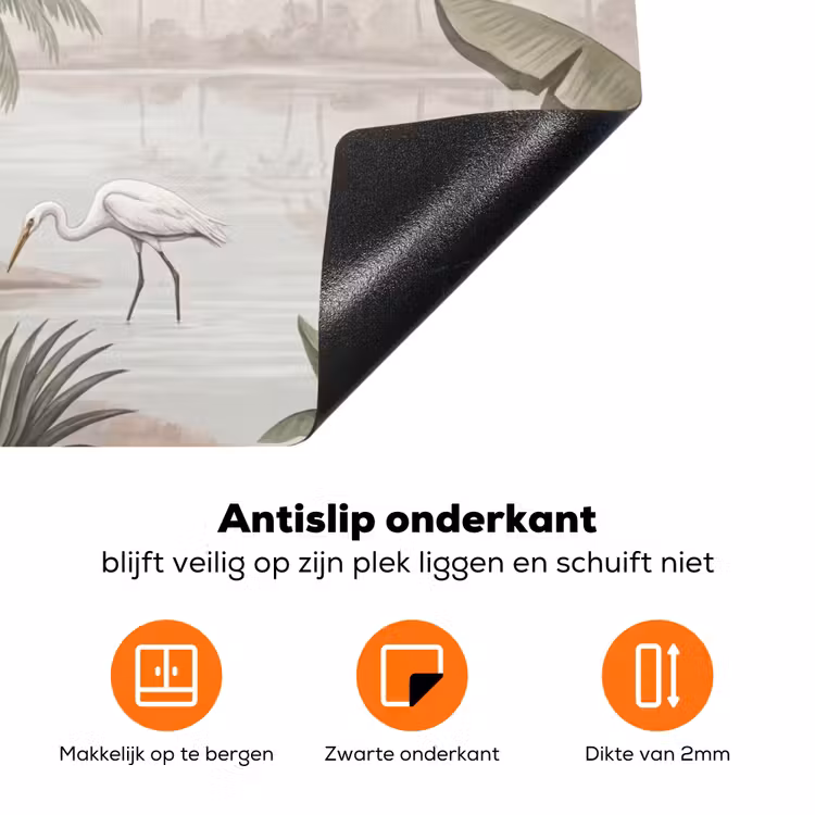 Kraanvogels - Palmbomen - Tropisch Inductie beschermer vinyl 3mm klein -zzzzzzz-td-onderkant