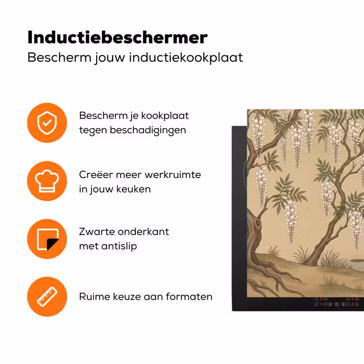 Kraanvogels - Water - Beige Inductie beschermer vinyl 3mm klein -zzzzzzz-td-ups