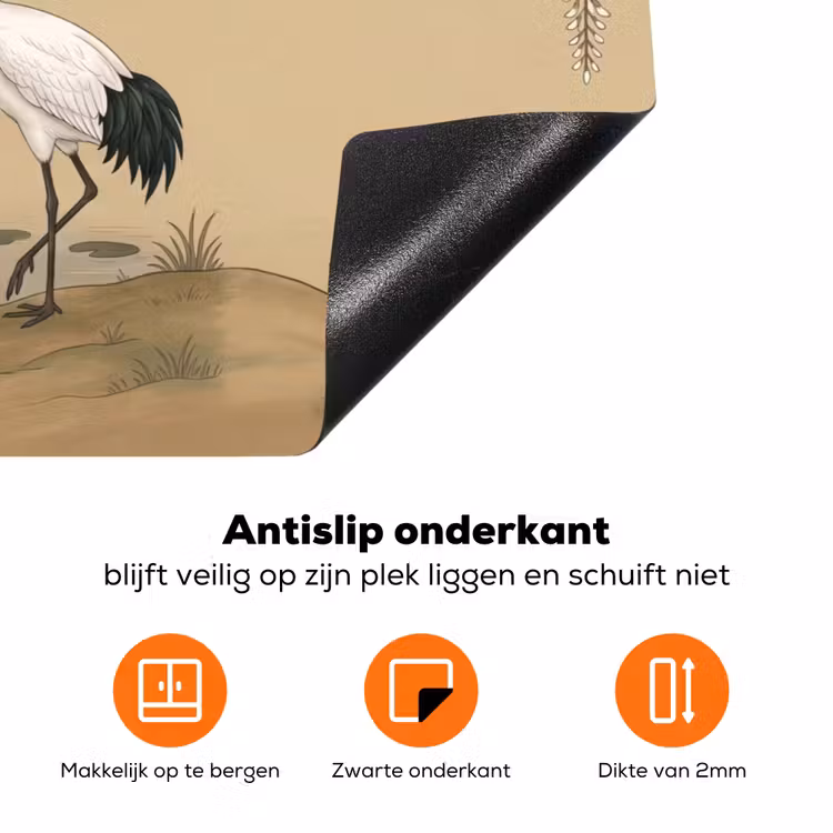Kraanvogels - Water - Beige Inductie beschermer vinyl 3mm klein -zzzzzzz-td-onderkant