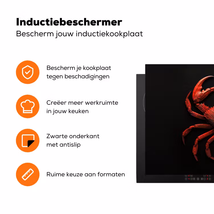 Krab - Rood - Vissen - Schaaldieren Inductie beschermer vinyl 3mm klein -zzzzzzz-td-ups