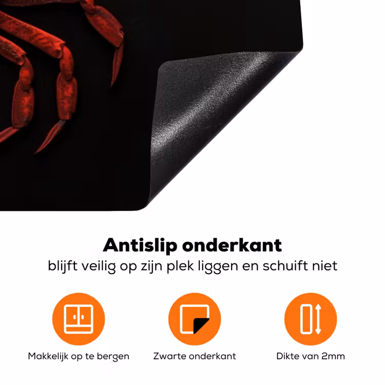 Krab - Rood - Vissen - Schaaldieren Inductie beschermer vinyl 3mm klein -zzzzzzz-td-onderkant
