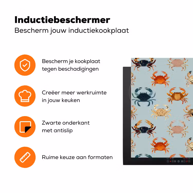 Krabben - Speels - Kleurrijk Inductie beschermer vinyl 3mm klein 276 -zzzzzzz-td-ups