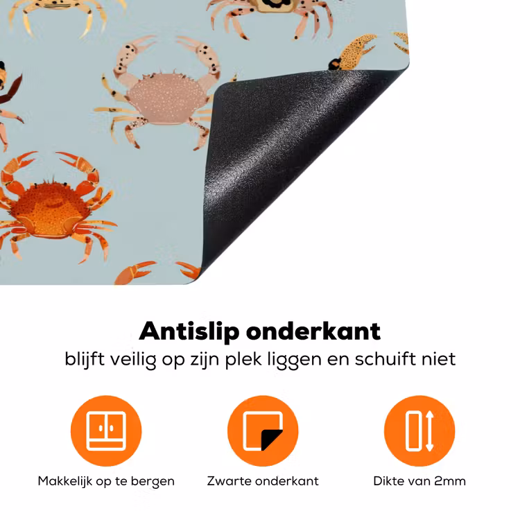 Krabben - Speels - Kleurrijk Inductie beschermer vinyl 3mm klein 276 -zzzzzzz-td-onderkant