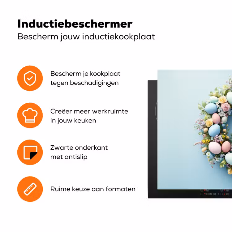 Krans - Eieren - Bloemen Inductie beschermer vinyl 3mm klein -zzzzzzz-td-ups