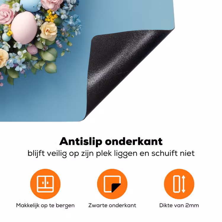 Krans - Eieren - Bloemen Inductie beschermer vinyl 3mm klein -zzzzzzz-td-onderkant