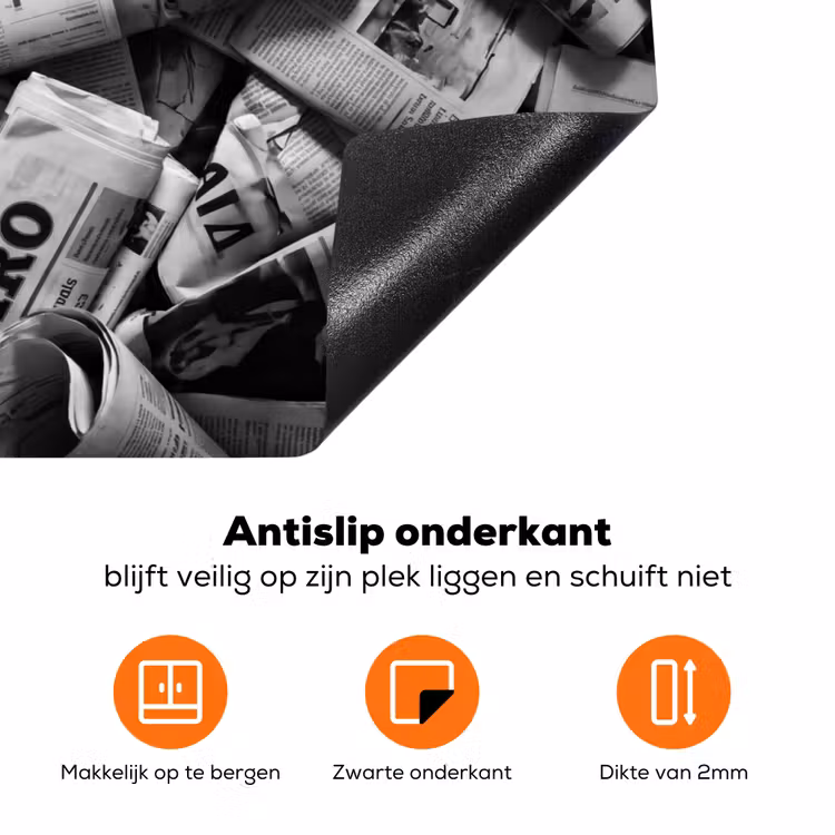 Krant - Stapel - Nieuws - Zwart-wit Inductie beschermer vinyl 3mm klein -zzzzzzz-td-onderkant