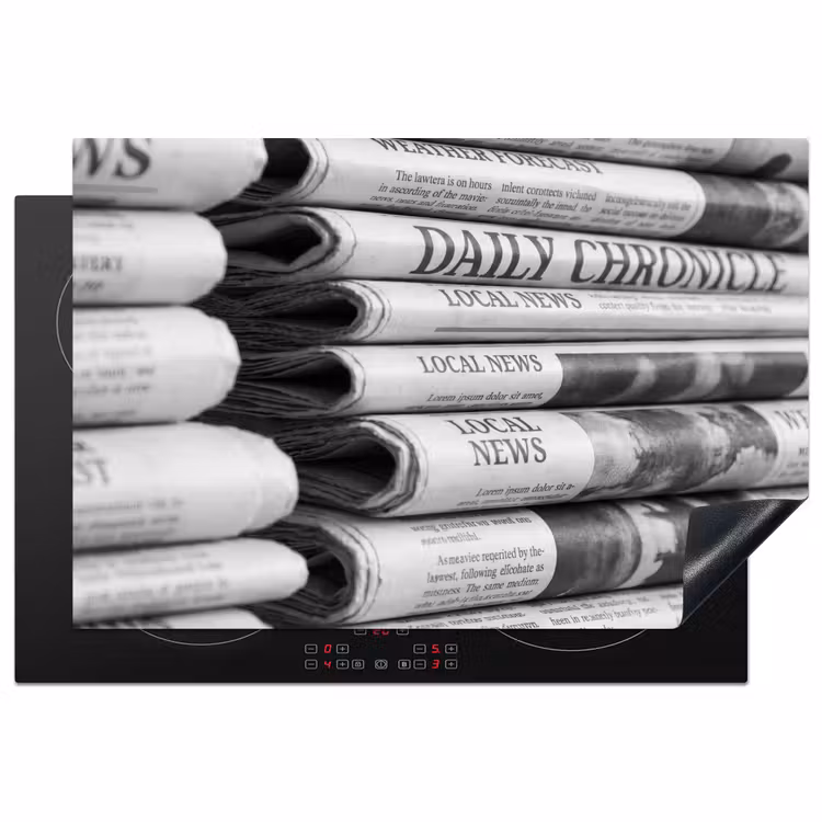 Krant - Stapel - Nieuws - Zwart-wit - Media Inductie beschermer vinyl 3mm klein -3d
