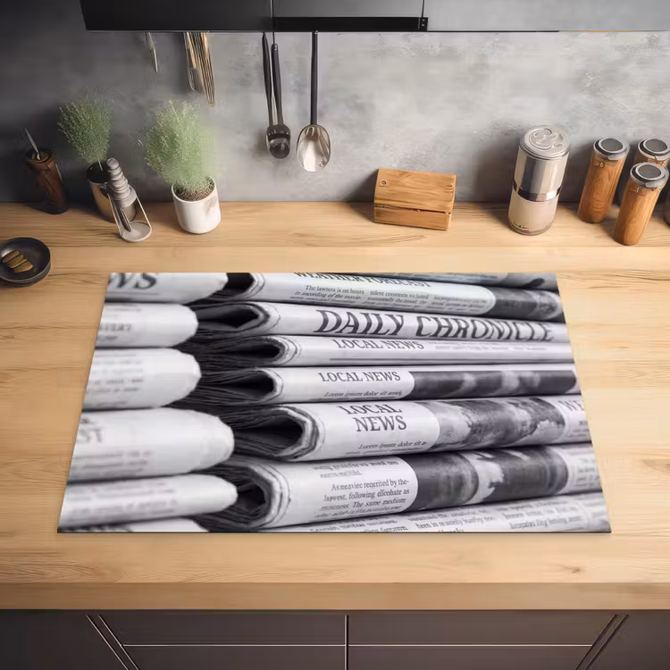 Krant - Stapel - Nieuws - Zwart-wit - Media Inductie beschermer vinyl 3mm klein -sfeer5
