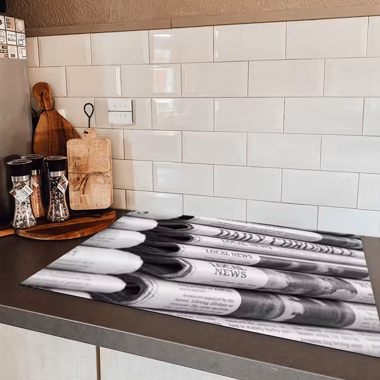 Krant - Stapel - Nieuws - Zwart-wit - Media Inductie beschermer vinyl 3mm klein -sfeer3