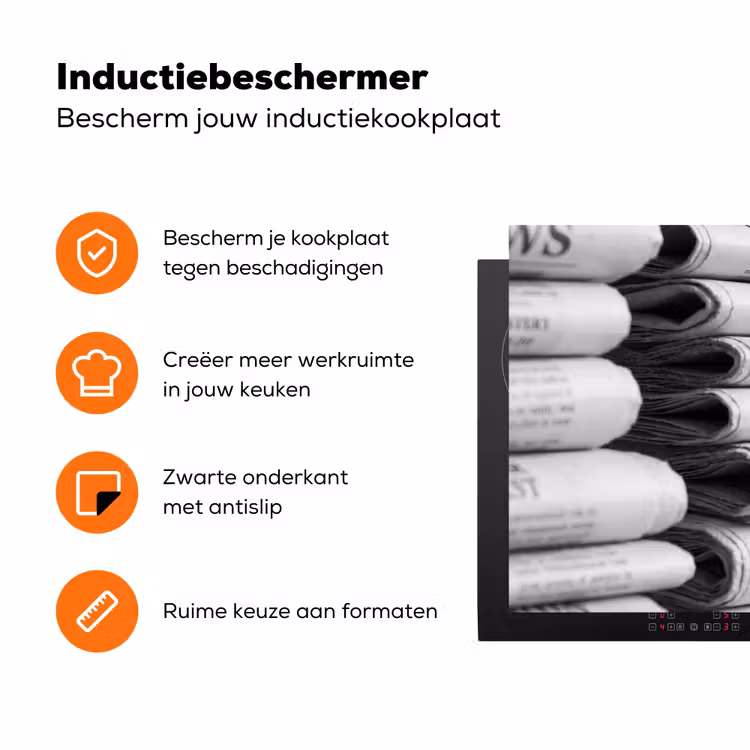 Krant - Stapel - Nieuws - Zwart-wit - Media Inductie beschermer vinyl 3mm klein -zzzzzzz-td-ups