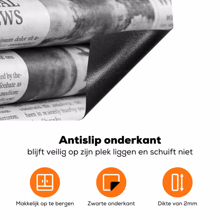 Krant - Stapel - Nieuws - Zwart-wit - Media Inductie beschermer vinyl 3mm klein -zzzzzzz-td-onderkant