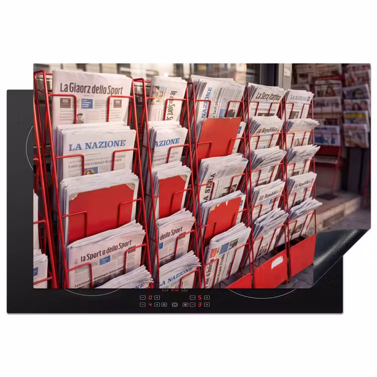 Kranten - Rek - Stedelijk - Dagelijks leven - Rood Inductie beschermer vinyl 3mm klein -3d