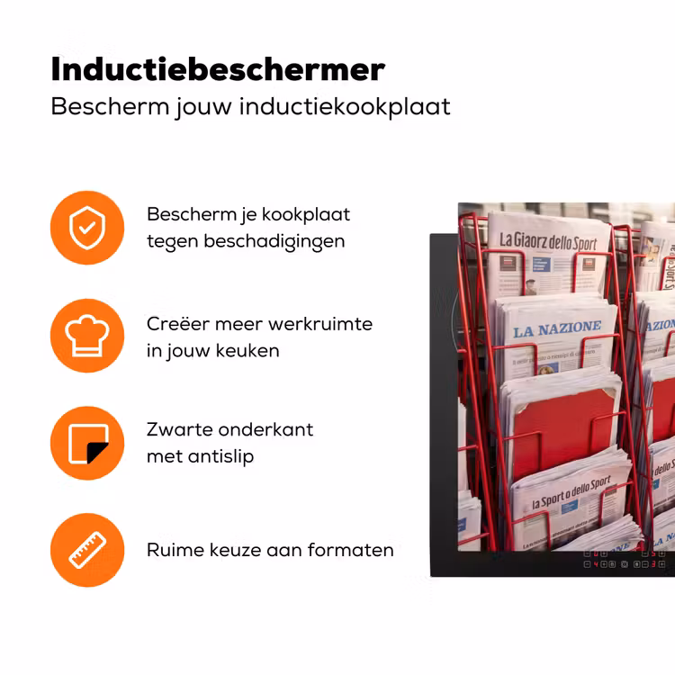 Kranten - Rek - Stedelijk - Dagelijks leven - Rood Inductie beschermer vinyl 3mm klein -zzzzzzz-td-ups