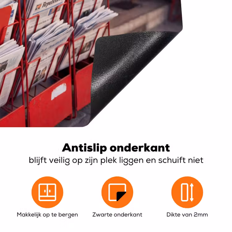 Kranten - Rek - Stedelijk - Dagelijks leven - Rood Inductie beschermer vinyl 3mm klein -zzzzzzz-td-onderkant