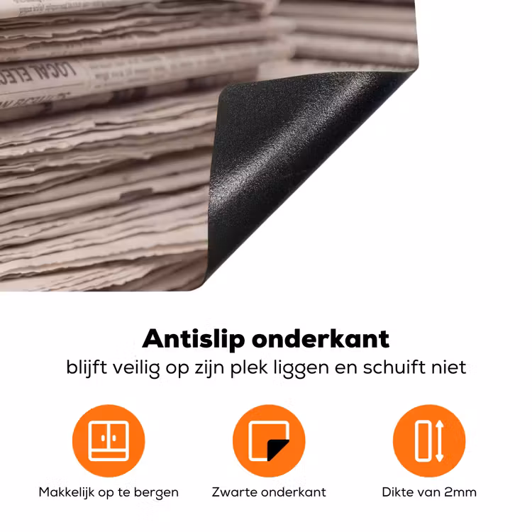 Kranten - Stapel - Nieuws - Vintage - Beige Inductie beschermer vinyl 3mm klein -zzzzzzz-td-onderkant