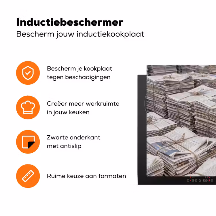 Kranten - Stapels - Touw - Informatie - Vintage Inductie beschermer vinyl 3mm klein -zzzzzzz-td-ups