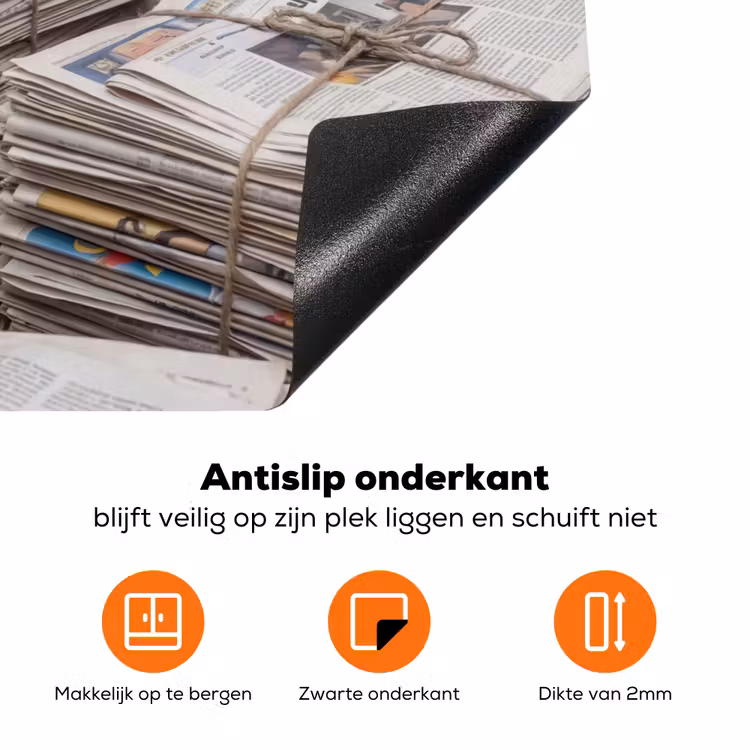 Kranten - Stapels - Touw - Informatie - Vintage Inductie beschermer vinyl 3mm klein -zzzzzzz-td-onderkant