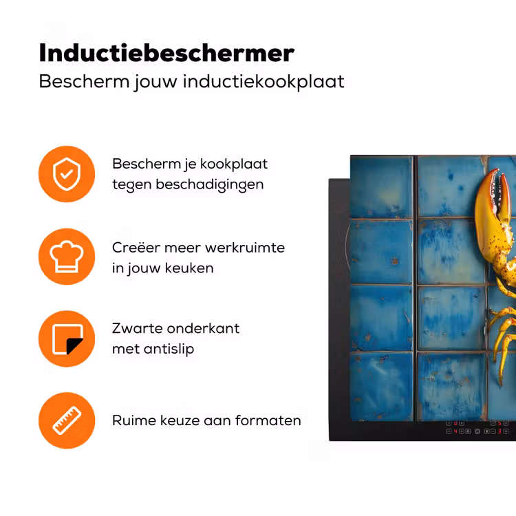 Kreeft - Geel - Blauw - Tegels Inductie beschermer vinyl 3mm klein -zzzzzzz-td-ups
