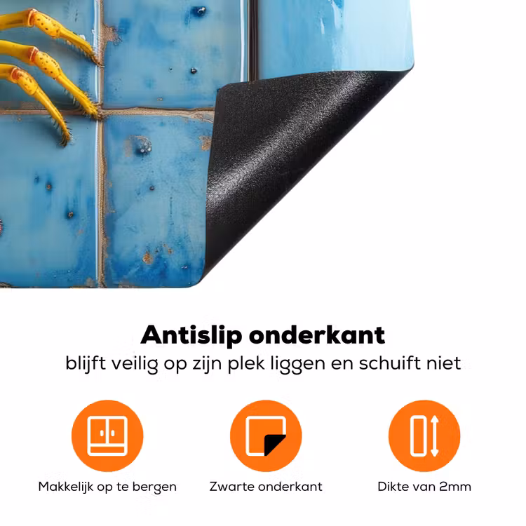 Kreeft - Geel - Blauw - Tegels Inductie beschermer vinyl 3mm klein -zzzzzzz-td-onderkant