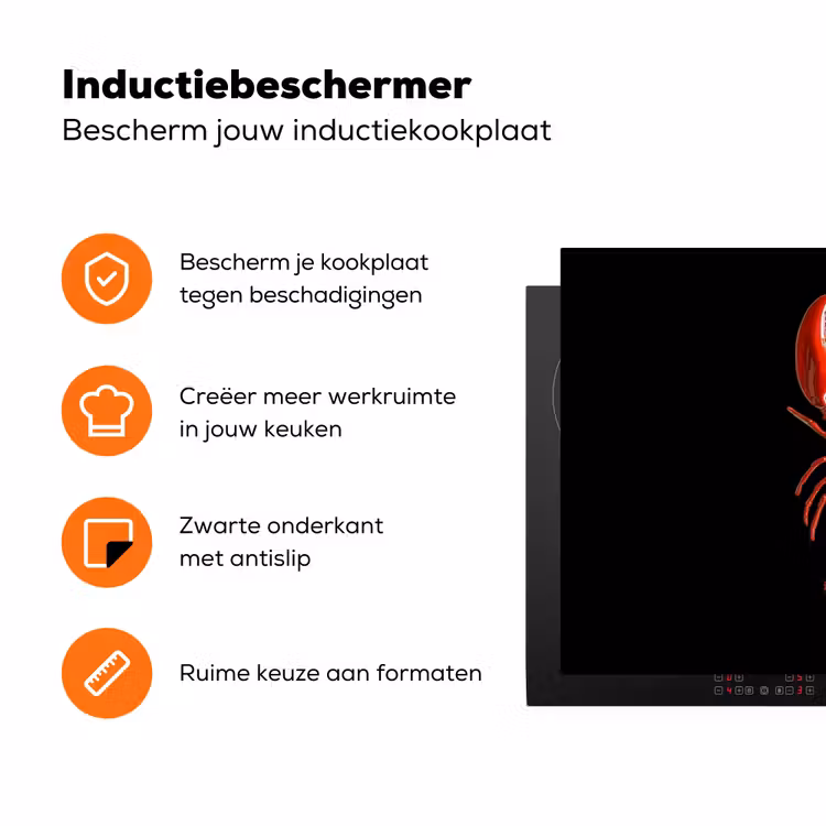 Kreeft - Glossier Rood - Zwart Inductie beschermer vinyl 3mm klein -zzzzzzz-td-ups