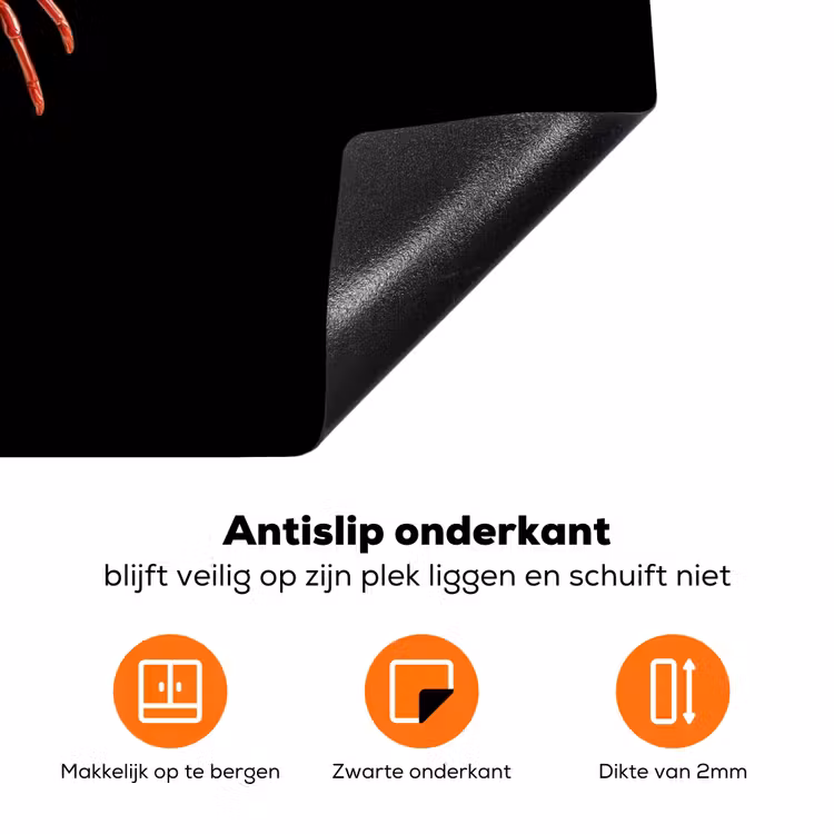 Kreeft - Glossier Rood - Zwart Inductie beschermer vinyl 3mm klein -zzzzzzz-td-onderkant