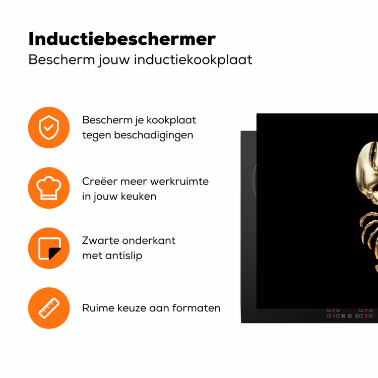 Kreeft - Goud - Textuur - Zwart Inductie beschermer vinyl 3mm klein -zzzzzzz-td-ups