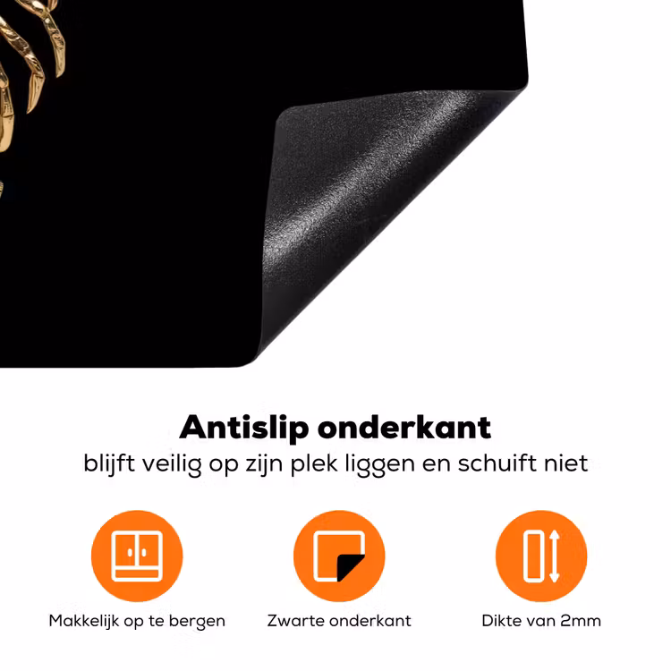 Kreeft - Goud - Textuur - Zwart Inductie beschermer vinyl 3mm klein -zzzzzzz-td-onderkant