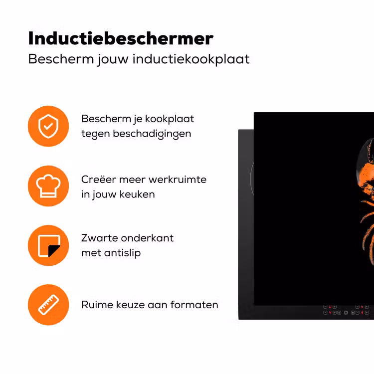 Kreeft - Oranje - Zwart - Modern Inductie beschermer vinyl 3mm klein -zzzzzzz-td-ups