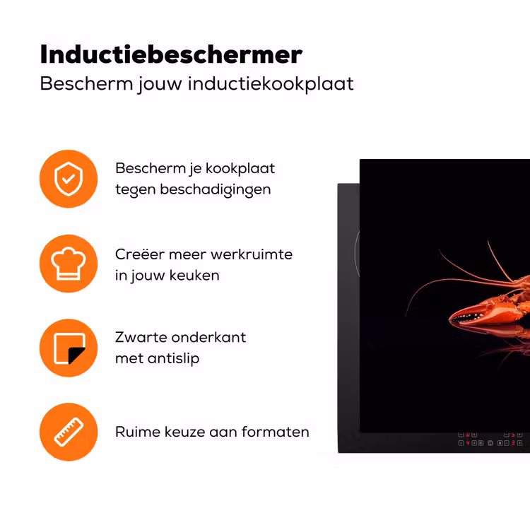 Kreeft - Oranje - Zwart - Opvallend Inductie beschermer vinyl 3mm klein -zzzzzzz-td-ups