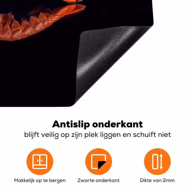 Kreeft - Oranje - Zwart - Opvallend Inductie beschermer vinyl 3mm klein -zzzzzzz-td-onderkant
