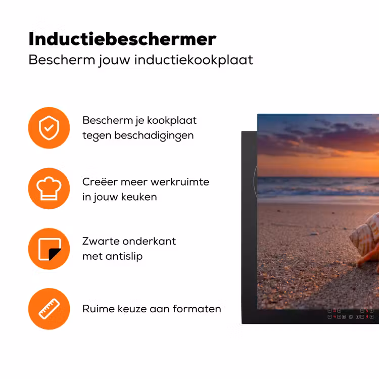 Kreeft - Strand - Natuur - Zonsondergang - Oranje Inductie beschermer vinyl 3mm klein -zzzzzzz-td-ups