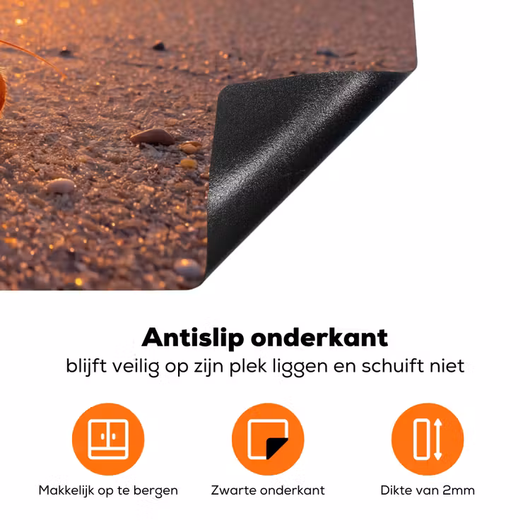 Kreeft - Strand - Natuur - Zonsondergang - Oranje Inductie beschermer vinyl 3mm klein -zzzzzzz-td-onderkant
