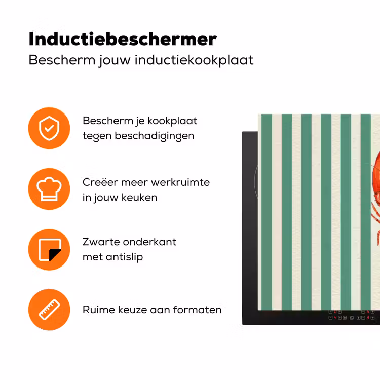 Kreeft - Strepen - Realistisch - Zomers Inductie beschermer vinyl 3mm klein -zzzzzzz-td-ups