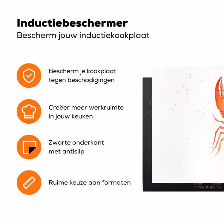 Kreeft - Waterverf - Aquarel - Oranje Inductie beschermer vinyl 3mm klein -zzzzzzz-td-ups
