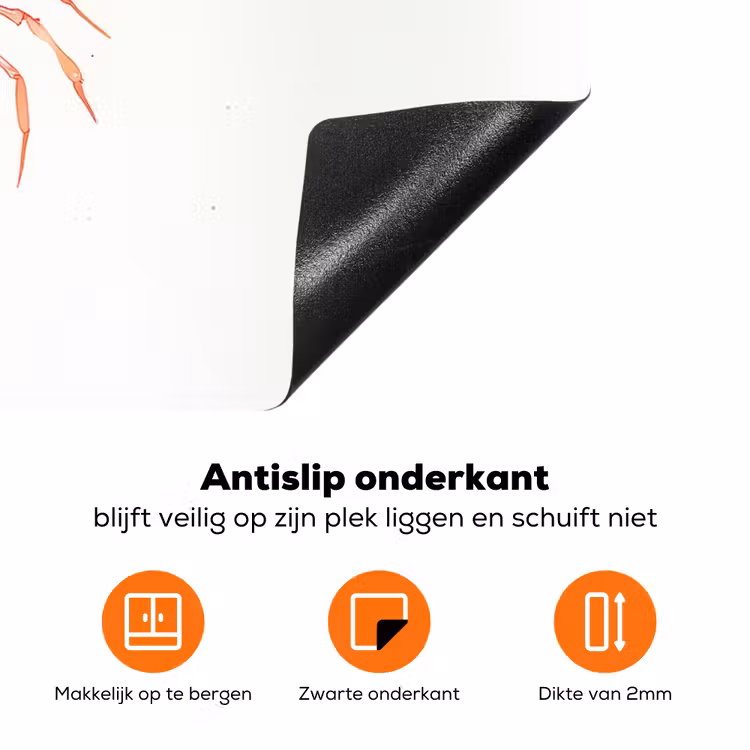 Kreeft - Waterverf - Aquarel - Oranje Inductie beschermer vinyl 3mm klein -zzzzzzz-td-onderkant