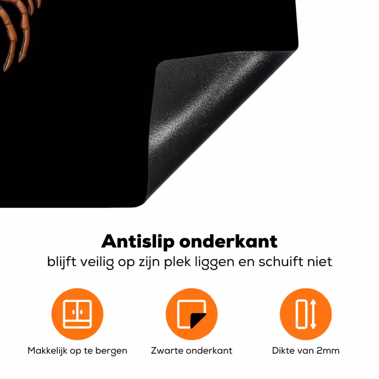 Kreeft - Zwart - Bloemenpatroon - Artistiek Inductie beschermer vinyl 3mm klein -zzzzzzz-td-onderkant