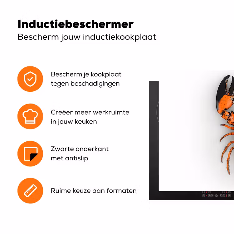 Kreeft - Zwart - Oranje - Wit - Uniek Inductie beschermer vinyl 3mm klein -zzzzzzz-td-ups