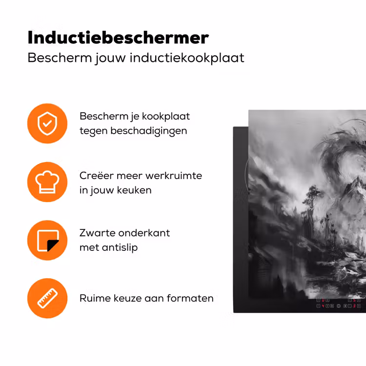 Krijger - Draak - Grijs Inductie beschermer vinyl 3mm klein -zzzzzzz-td-ups