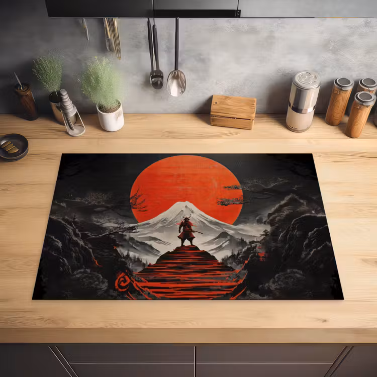 Krijger - Rode trappen - Zon - Berg Inductie beschermer vinyl 3mm klein -sfeer5