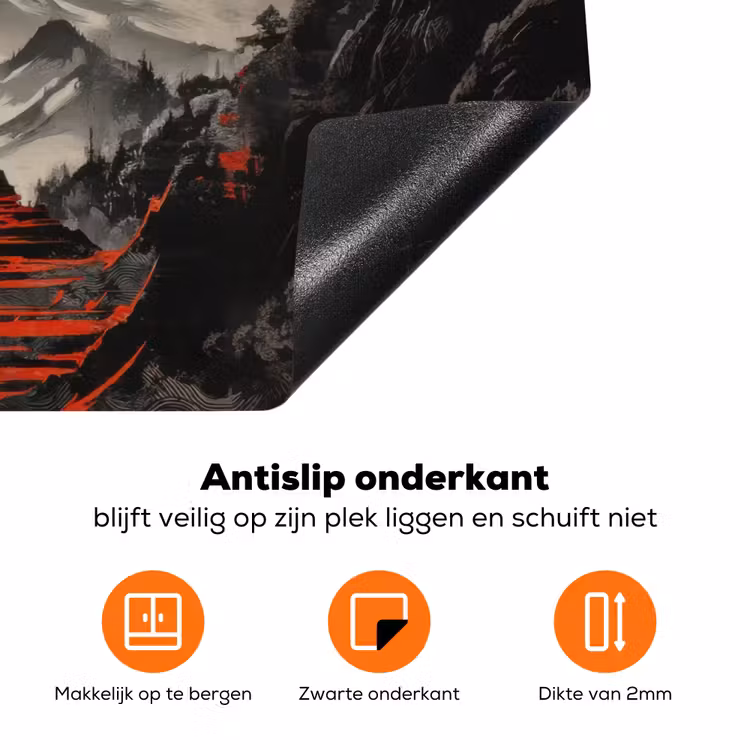 Krijger - Rode trappen - Zon - Berg Inductie beschermer vinyl 3mm klein -zzzzzzz-td-onderkant