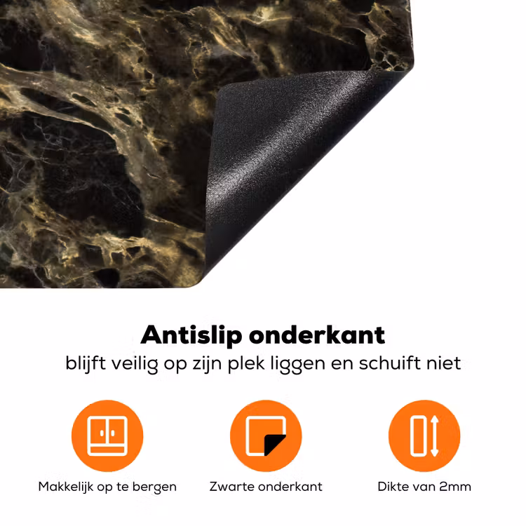 Kristal - Goud - Zwart - Marmer Inductie beschermer vinyl 3mm klein 276 -zzzzzzz-td-onderkant