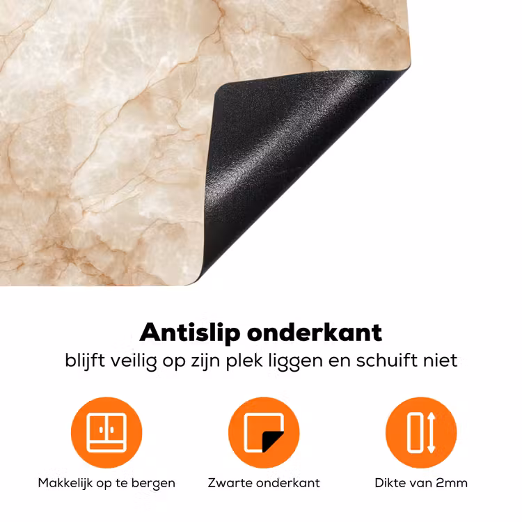 Kristalstructuur - Bruin - Marmer Inductie beschermer vinyl 3mm klein 276 -zzzzzzz-td-onderkant