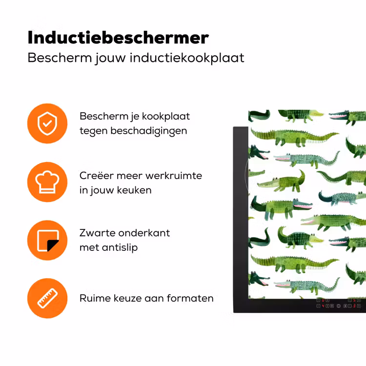 krokodillen - Speels - Groen Inductie beschermer vinyl 3mm klein 276 -zzzzzzz-td-ups
