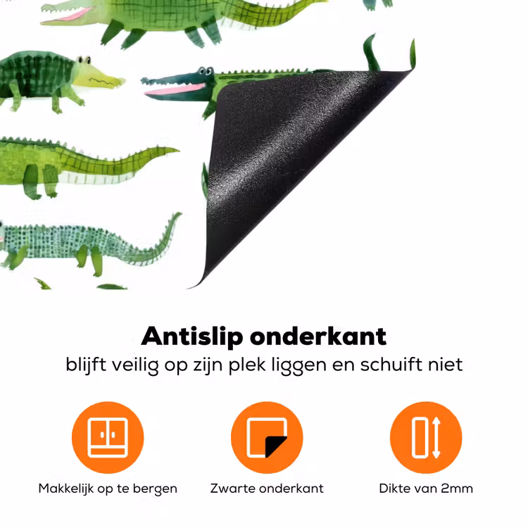 krokodillen - Speels - Groen Inductie beschermer vinyl 3mm klein 276 -zzzzzzz-td-onderkant