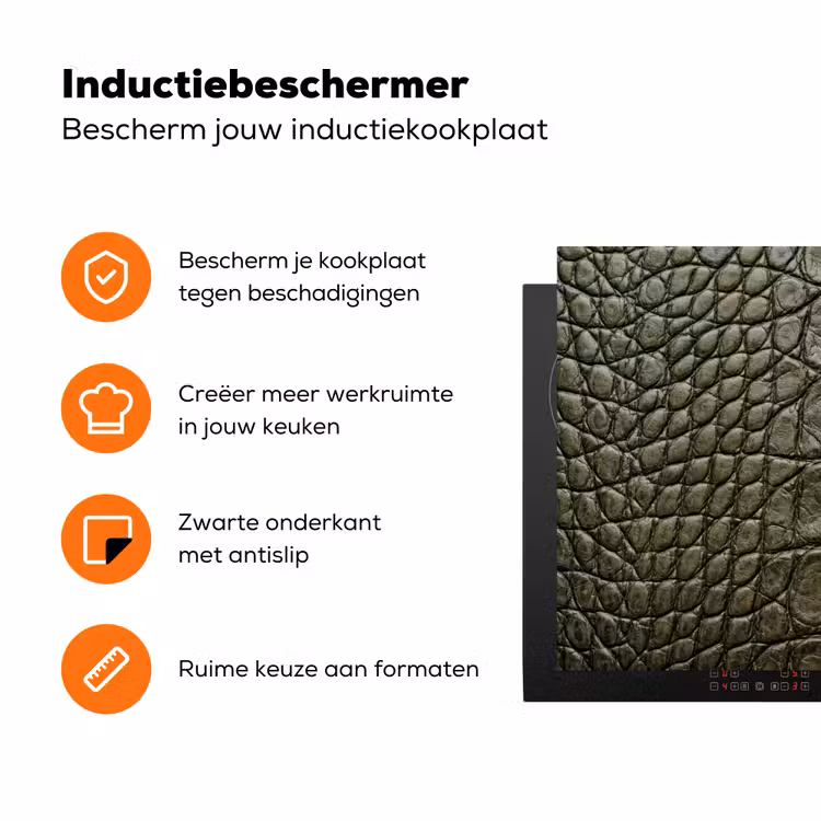 Krokodillenleer - Structuur - Groen Inductie beschermer vinyl 3mm klein -zzzzzzz-td-ups
