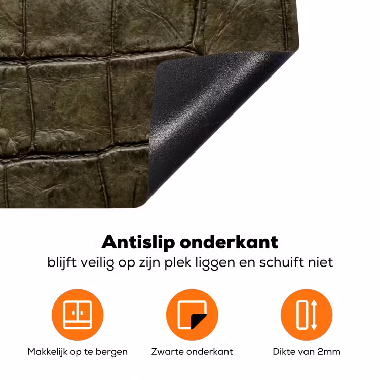 Krokodillenleer - Structuur - Groen Inductie beschermer vinyl 3mm klein -zzzzzzz-td-onderkant